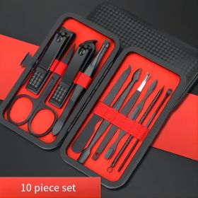 10-piece Black Nail Clipper Set With Travel Case, Professional Cuticle Nippers And Nail Clippers, Complete Grooming Kit For Home And Travel