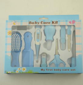Maternal and Infant Thermometer Feeding Nasal Nasal Care 10 Piece Set Baby Manicure Clamp Nail Clipper Set (Color: Blue)